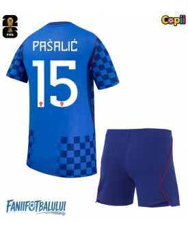 Croația Mario Pasalic #15 Echipament de Fotbal Replică Mondial 2026 Copii Deplasare (+ Șorturi)